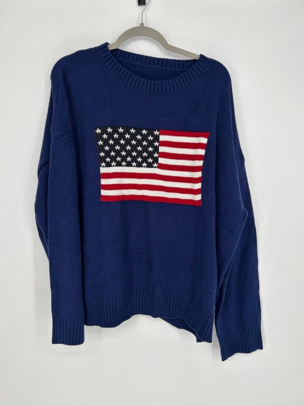 American Flag Knit Sweater XXL Patriotic USA Crewneck Coastal Rodeo Nautical